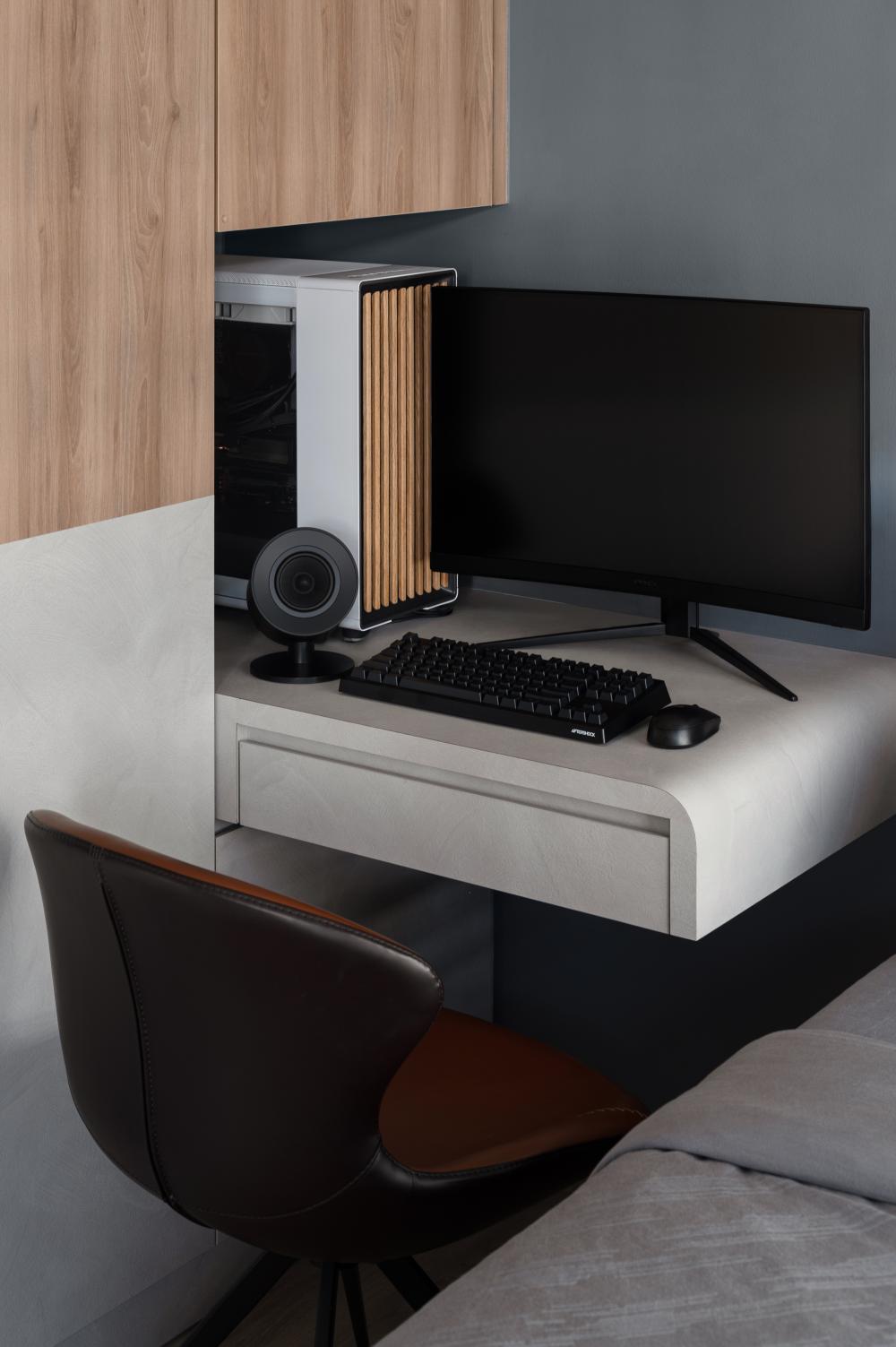 Modern Bedroom with Bedside Table and Computer Table
