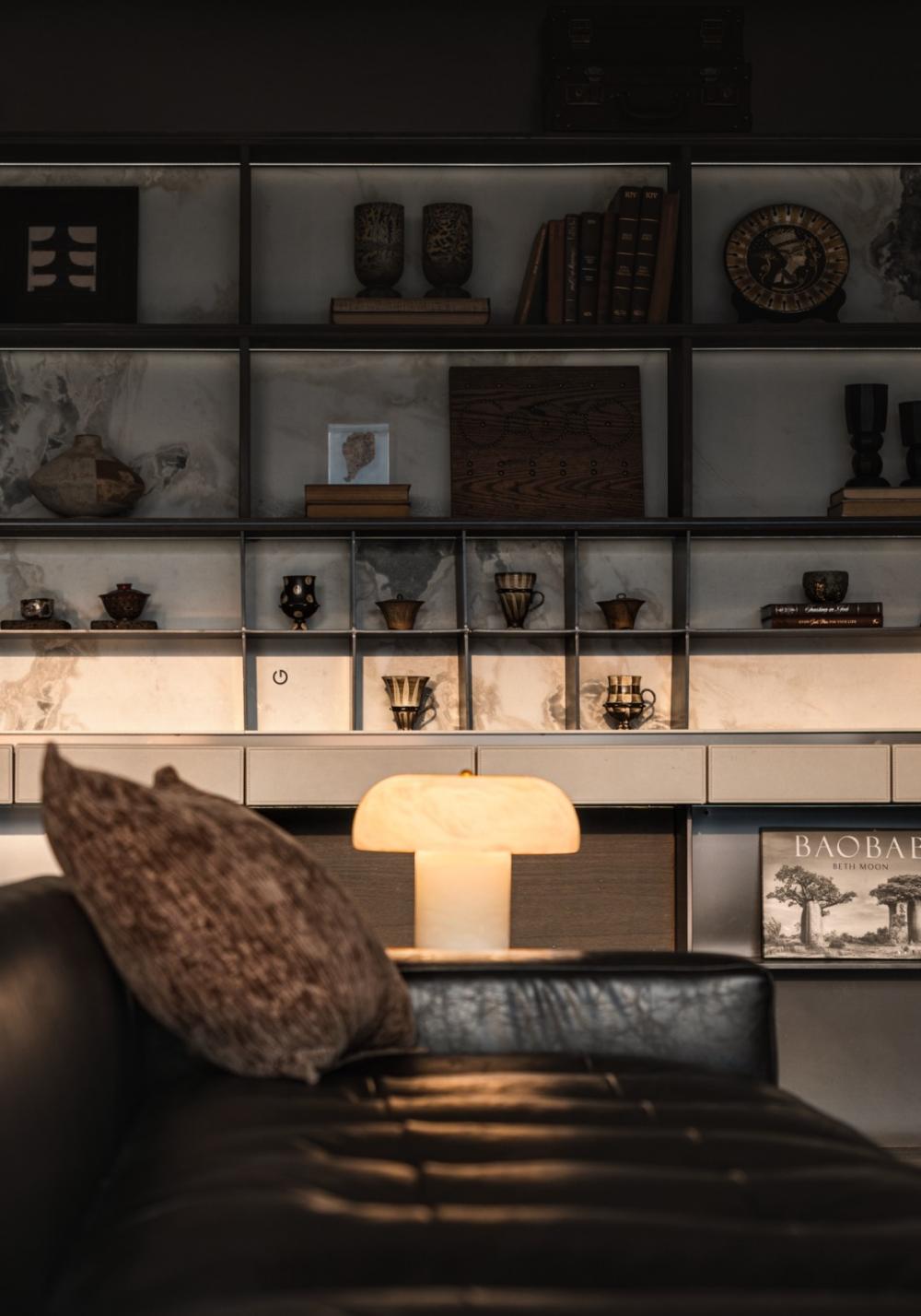 Contemporary Study with Feature Wall and Sofa