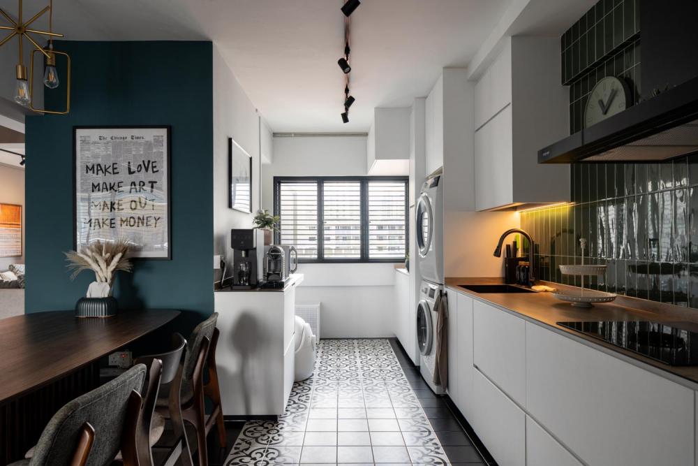 Industrial Kitchen with Countertop and Vinyl Flooring