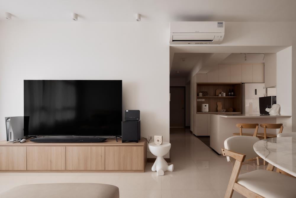 Scandinavian Living Room with TV Console and Sofa