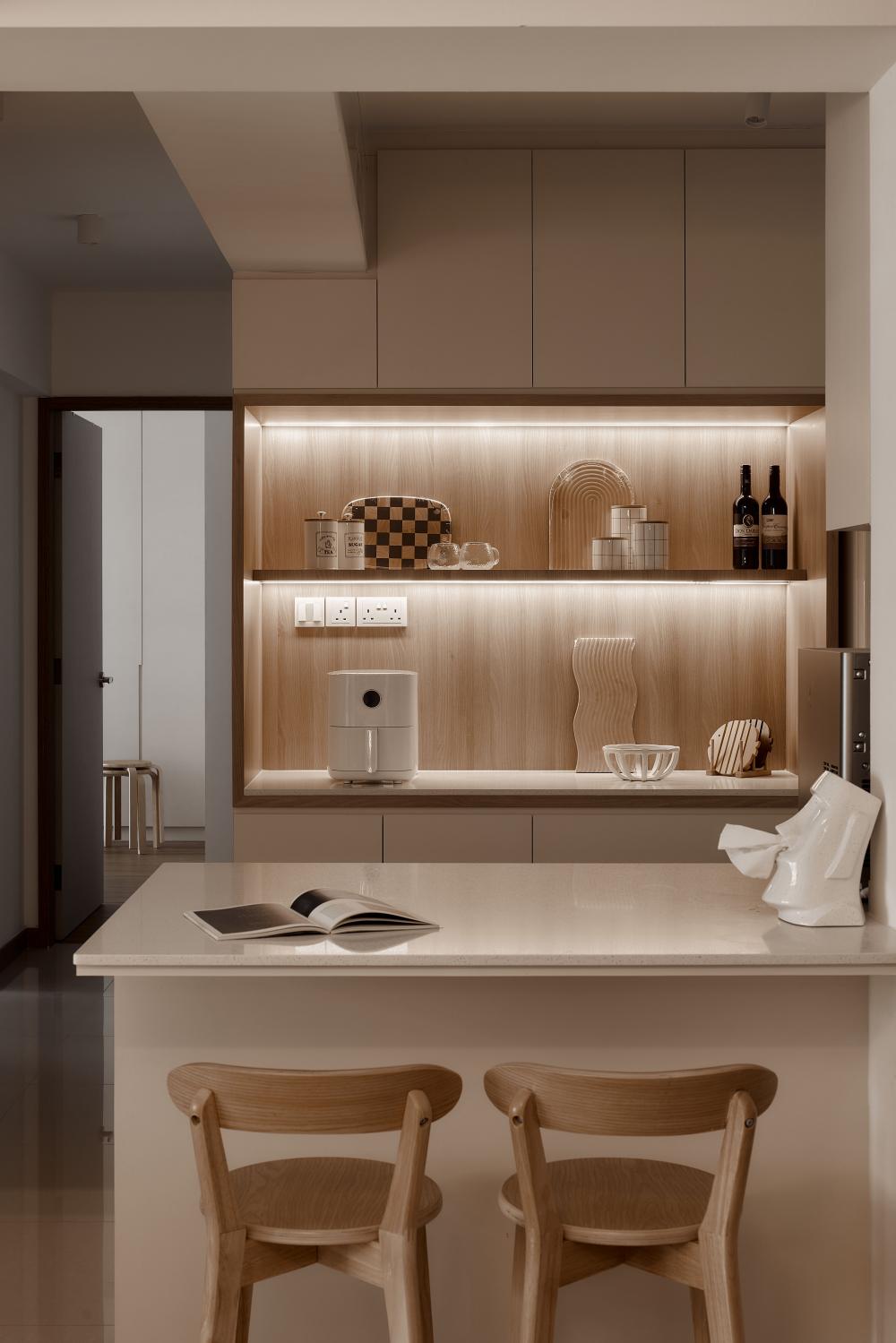 Scandinavian Pantry with Kitchen Island and Console Table