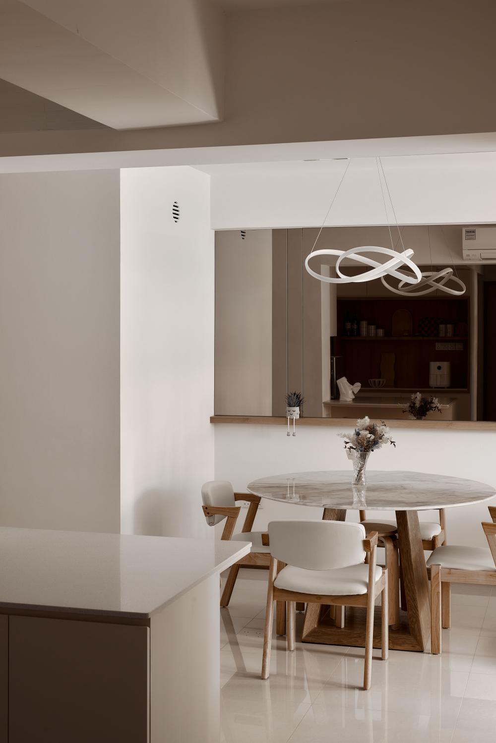 Scandinavian Dining Room with Downlights and Dining Table