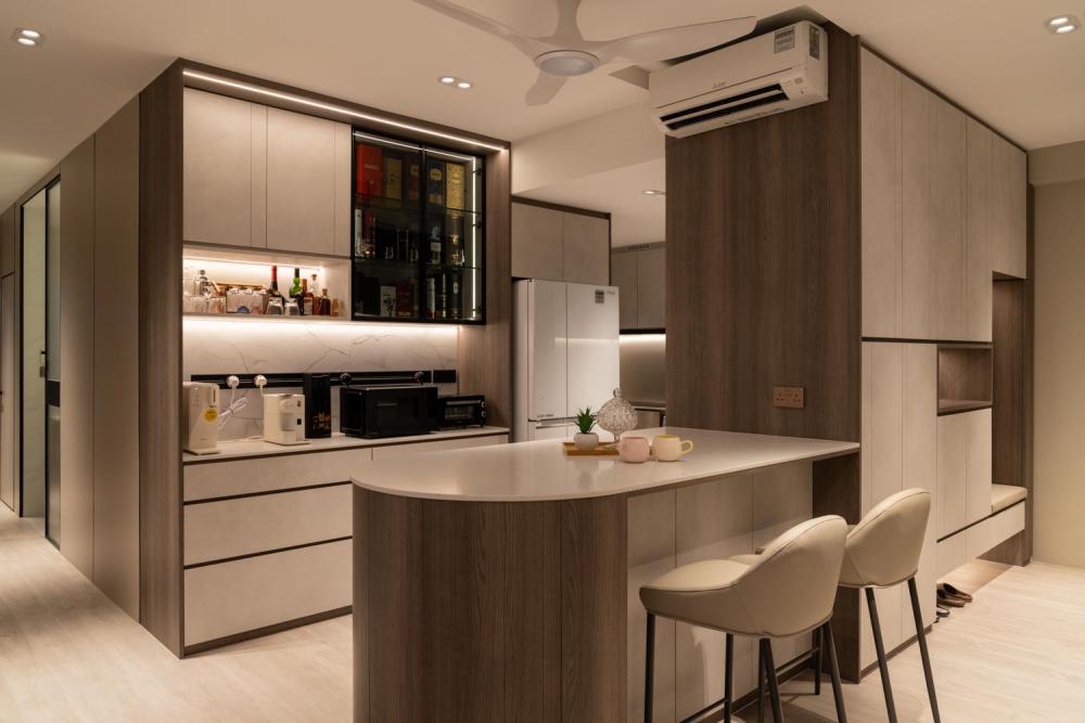 Modern Kitchen with Vinyl Flooring and Kitchen Window