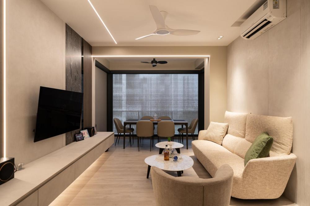 Modern Living Room with TV Console and Sofa