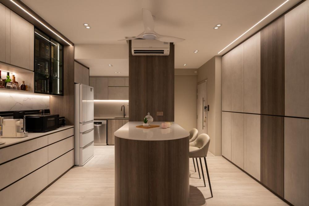 Modern Kitchen with Vinyl Flooring and Kitchen Window