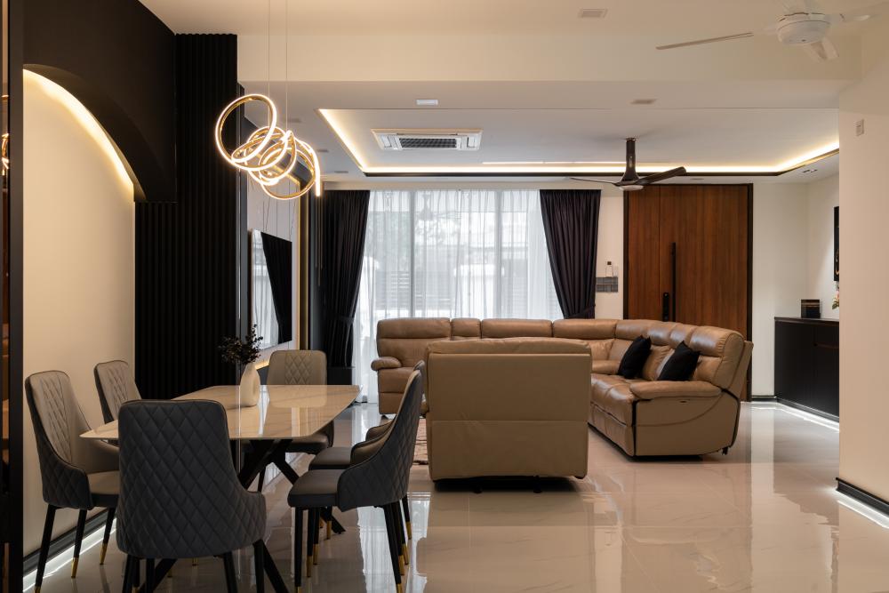 Modern Living Room with TV Console and Feature Wall