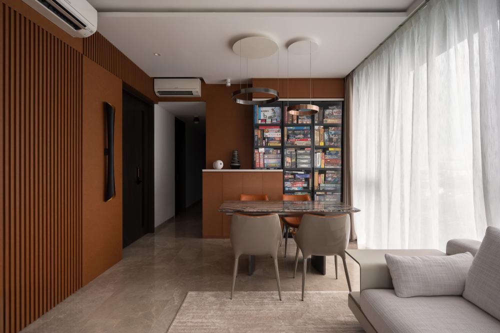 Contemporary Dining Room with Cove Lighting and Dining Table