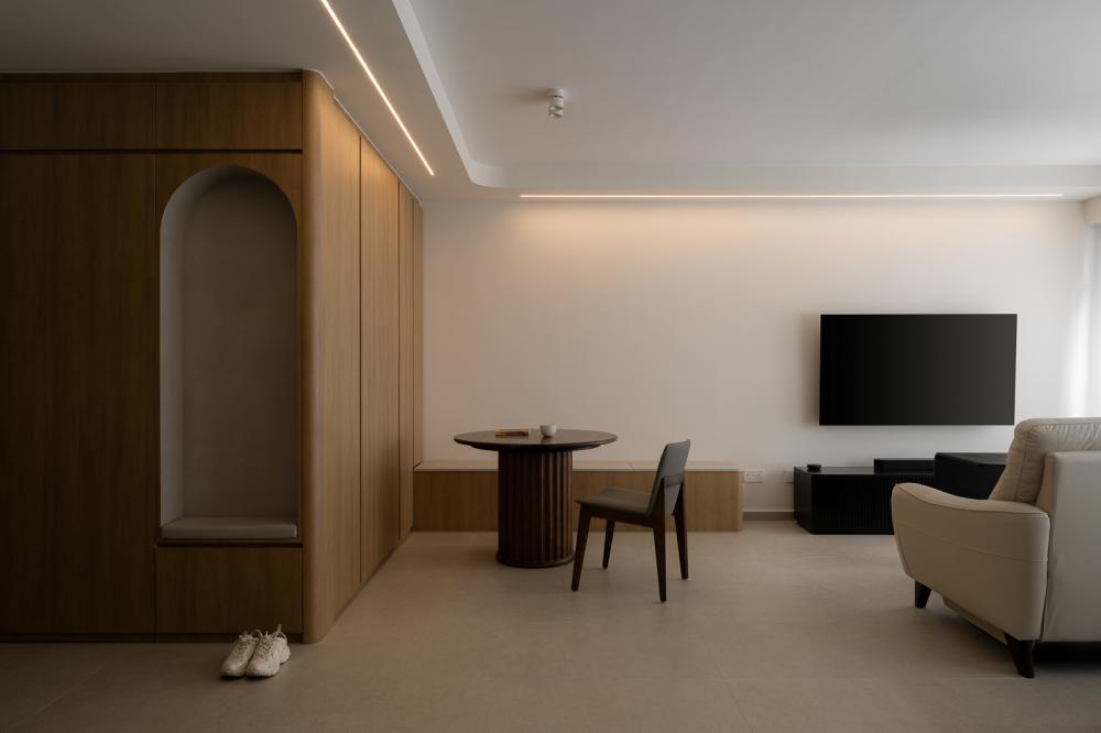 Modern Living Room with Vinyl Flooring and Wood Flooring