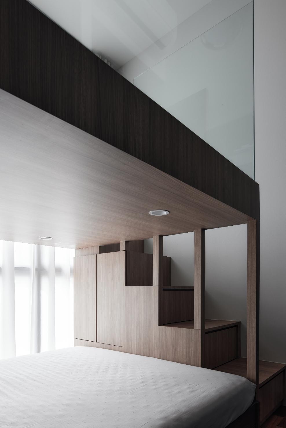 Minimalist Bedroom with Platform Bed and Loft