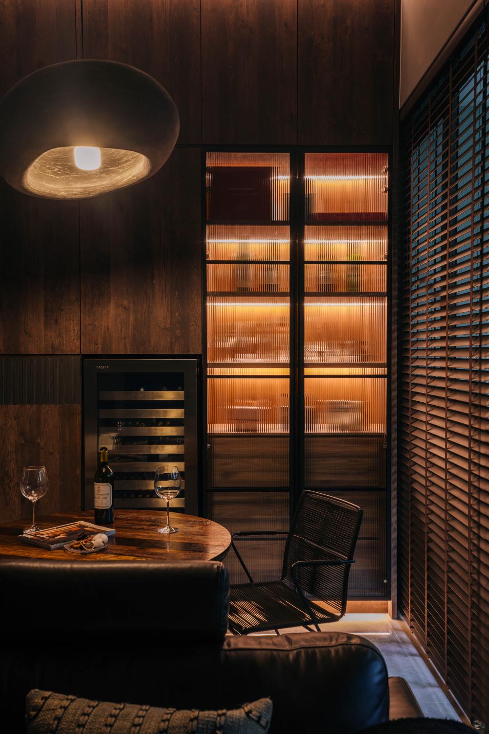 Industrial Dining Room with Tableware and Storage Cabinets