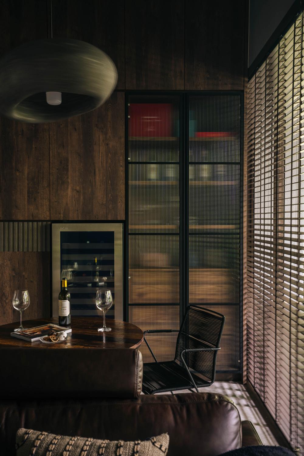 Industrial Dining Room with Tableware and Storage Cabinets
