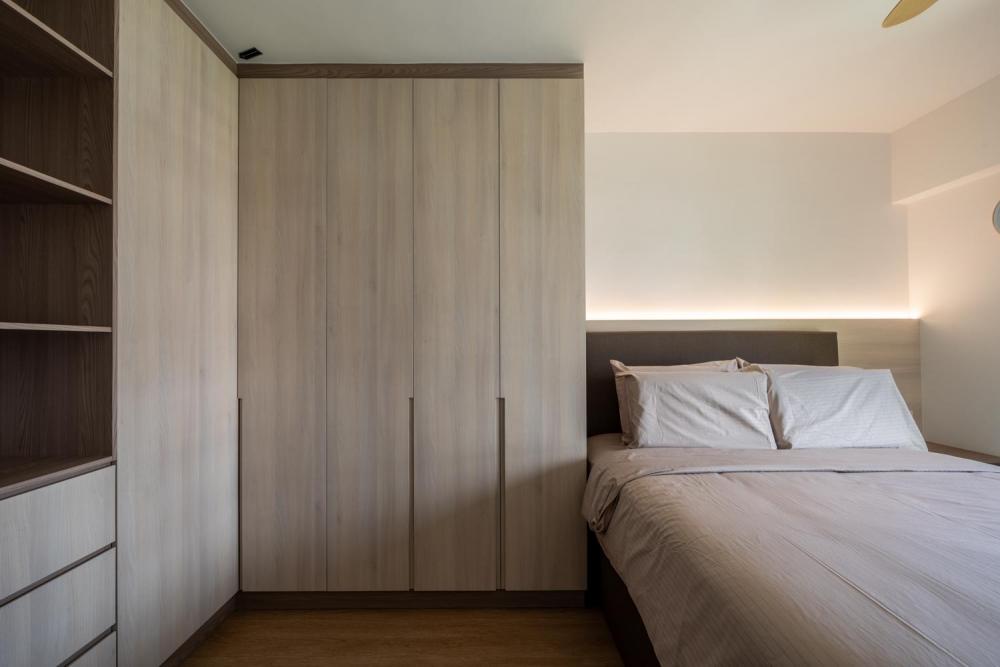 Minimalist Bedroom with Ceiling Light and Wardrobe