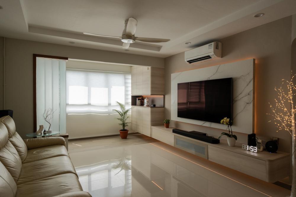 Modern Living Room with TV Console and Sofa