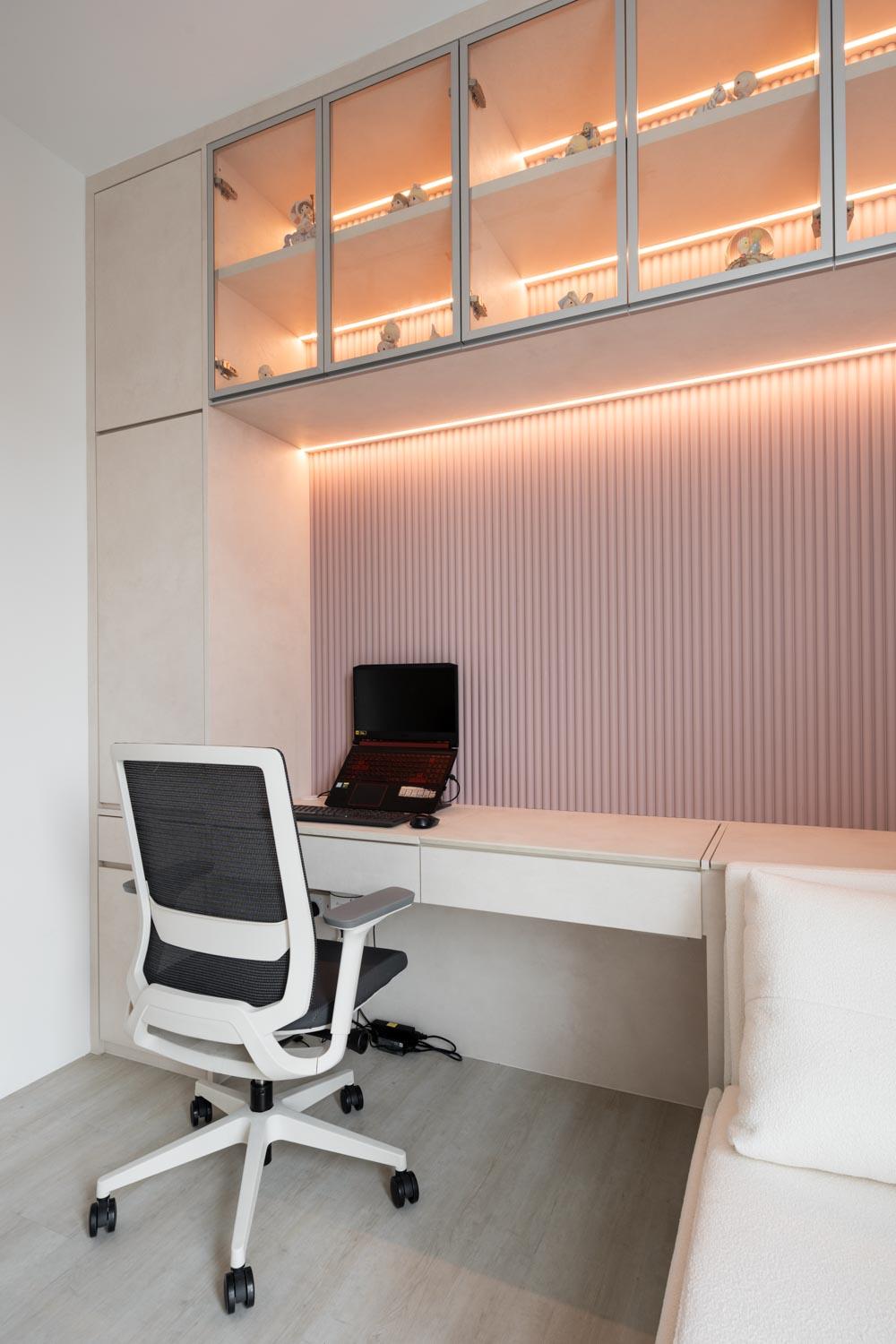 Minimalist Study with Drop Light and Cove Lighting