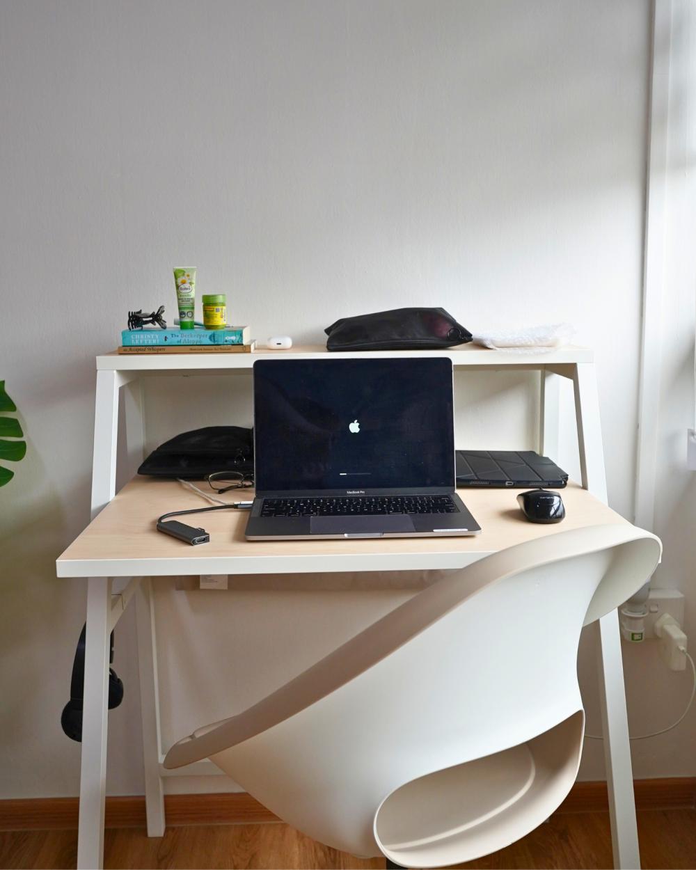 Scandinavian Bedroom with Wood Flooring and Sideboard