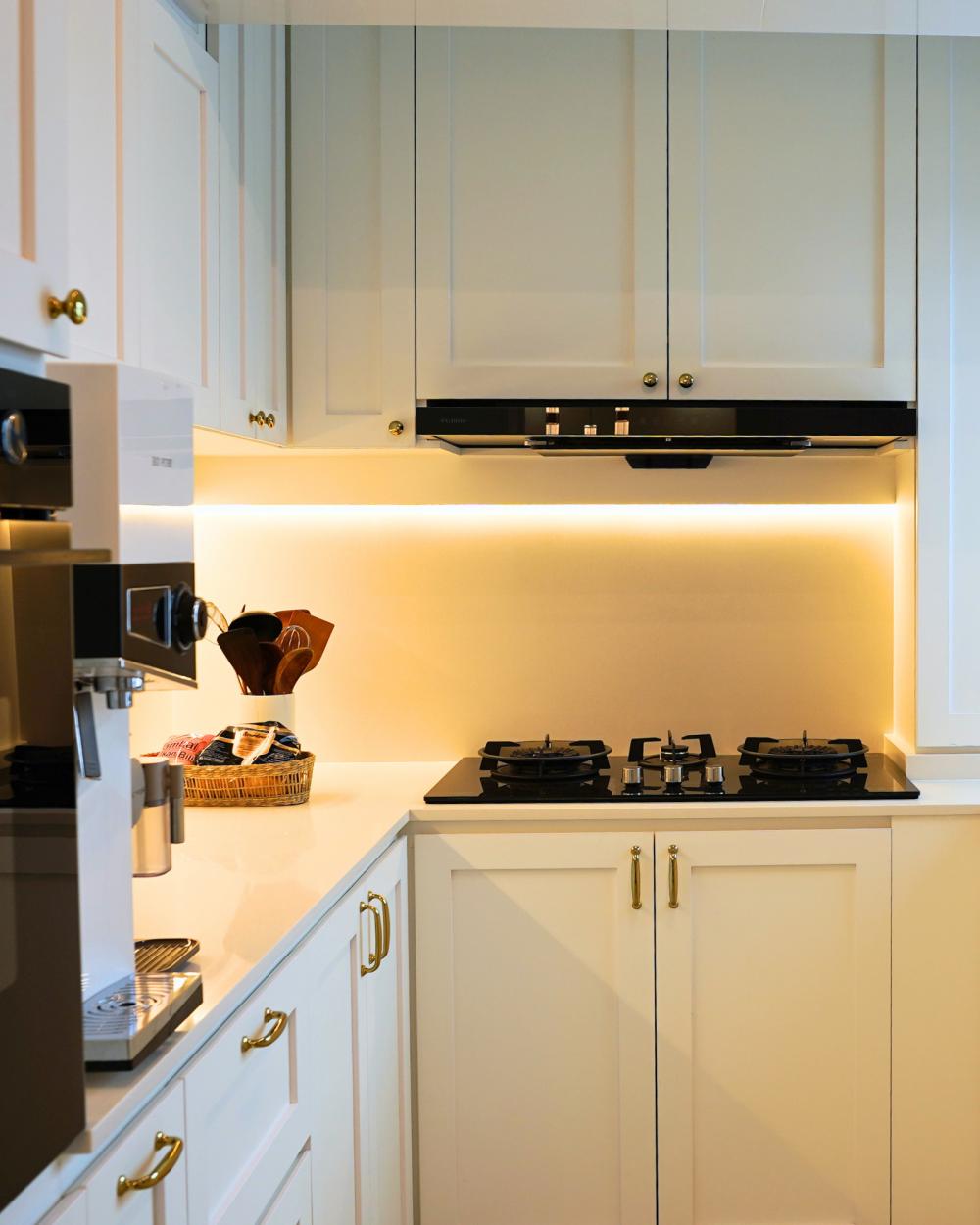 Scandinavian Kitchen with Countertop and Vinyl Flooring