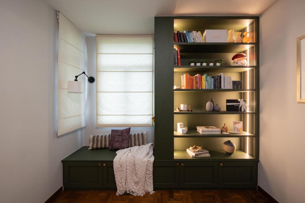 Contemporary Study with Drop Light and Storage Cabinets