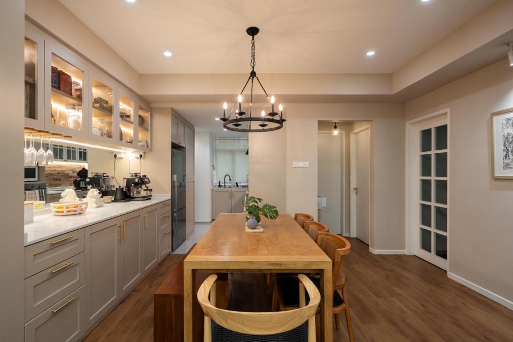 Contemporary Dining Room with Downlights and Dining Table