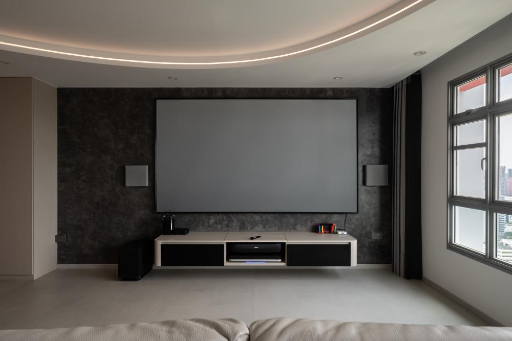 Modern Living Room with Wood Flooring and TV Console