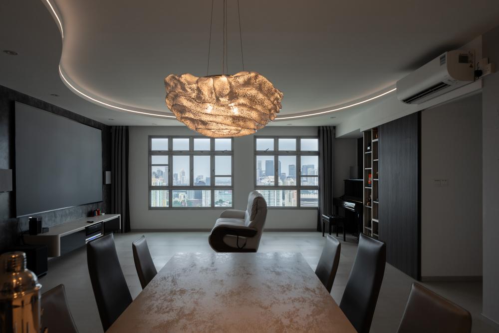 Modern Living Room with TV Console and Feature Wall