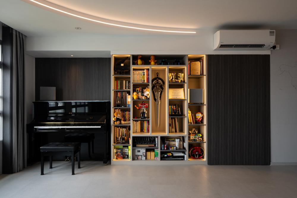 Modern Living Room with TV Console and Feature Wall