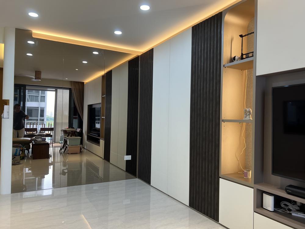 Minimalist Dining Room with Drop Light and Lighting