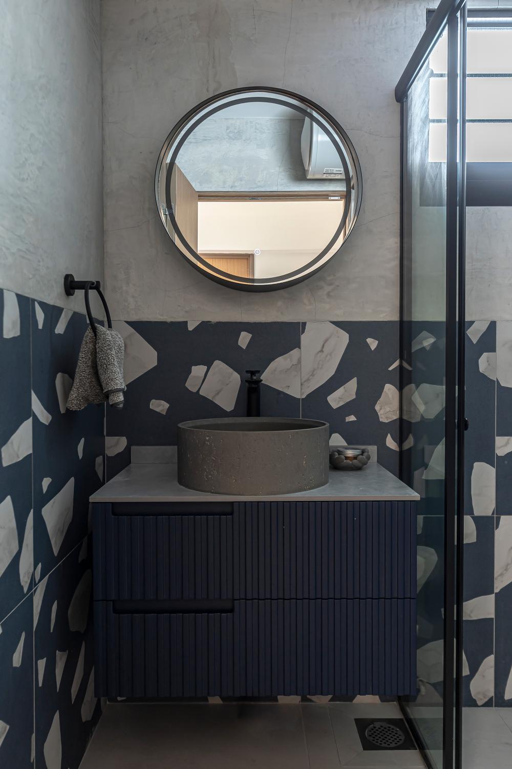 Scandinavian Bathroom with Mirror and Bathroom Mirrors