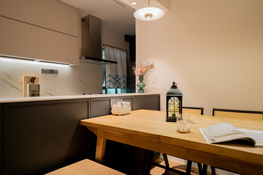 Minimalist Dining Room with Tableware and Café Table