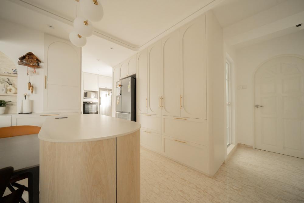Modern Pantry with Kitchen Island and Cookware