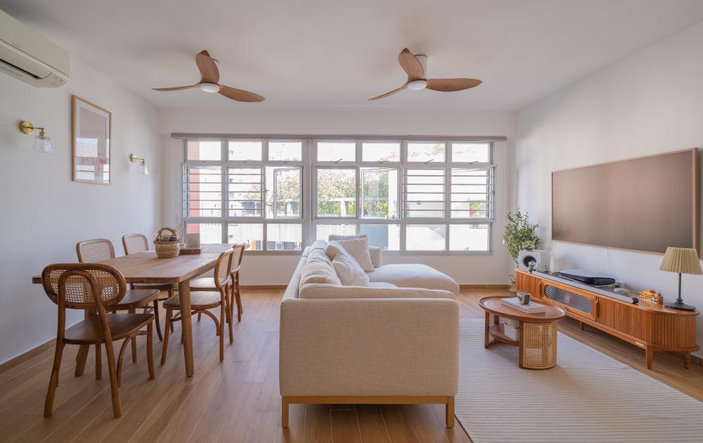Contemporary Living Room with Vinyl Flooring and Wood Flooring