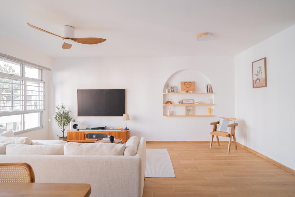Contemporary Living Room with Vinyl Flooring and Wood Flooring