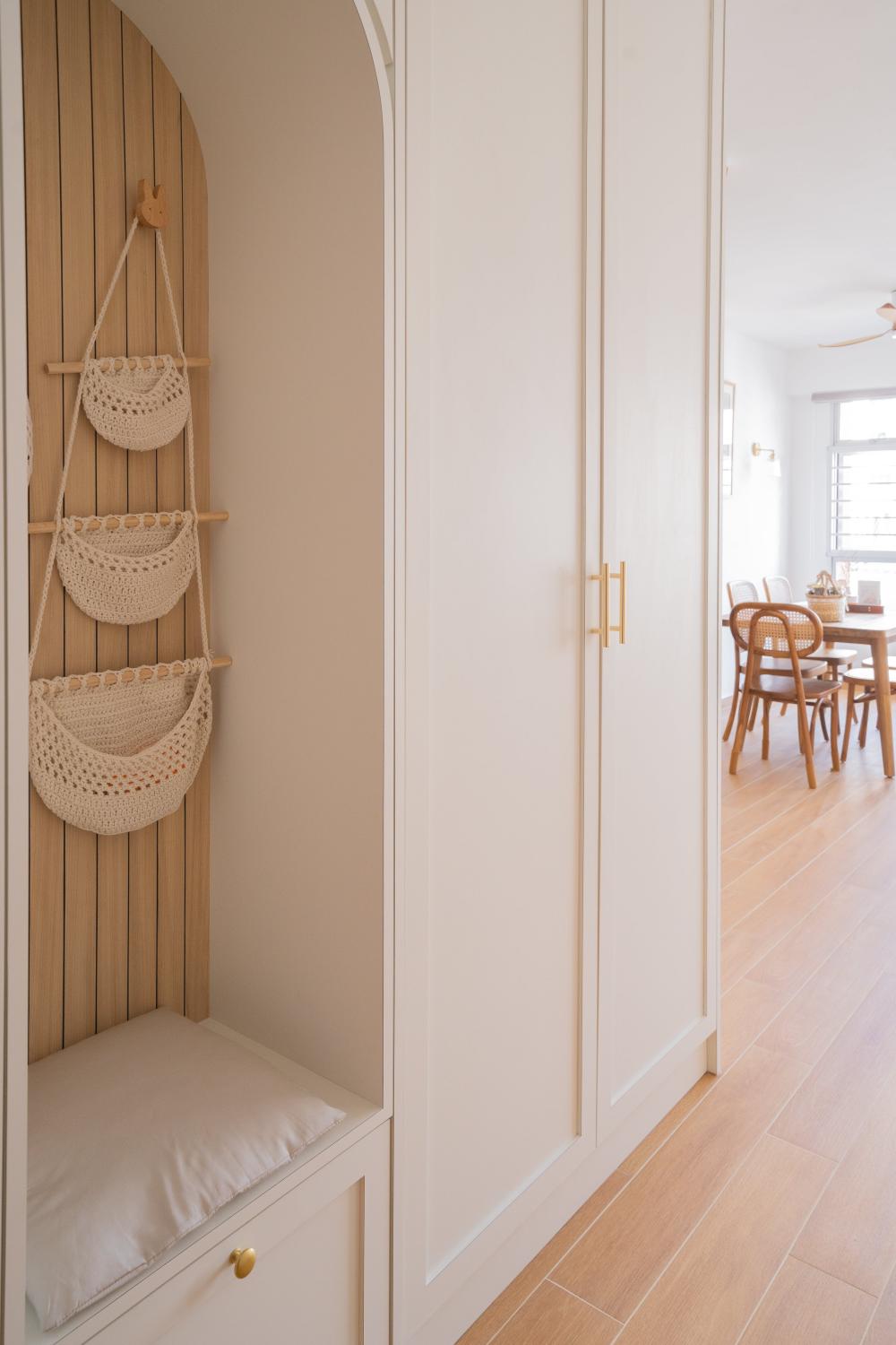 Contemporary Foyer with Shoe Rack and Shoe Cabinets