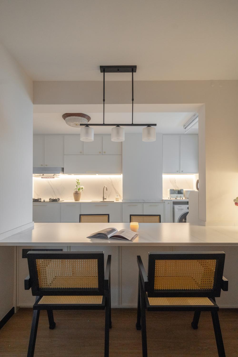 Vintage Dining Room with Drop Light and Dining Table