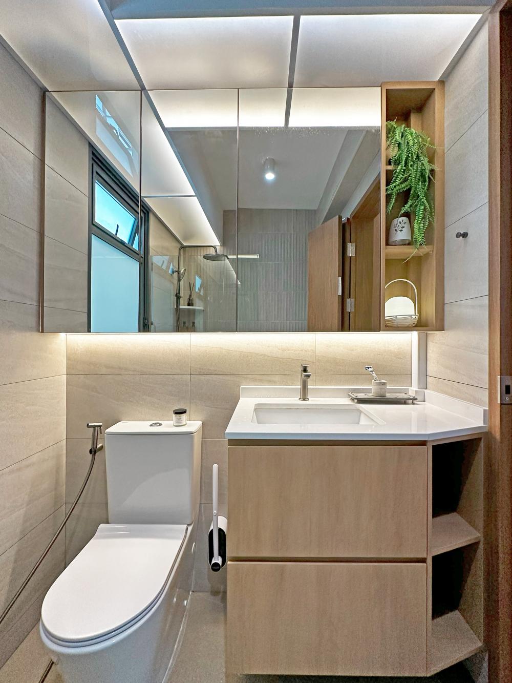 Scandinavian Bathroom with Mirror and Bathroom Sinks