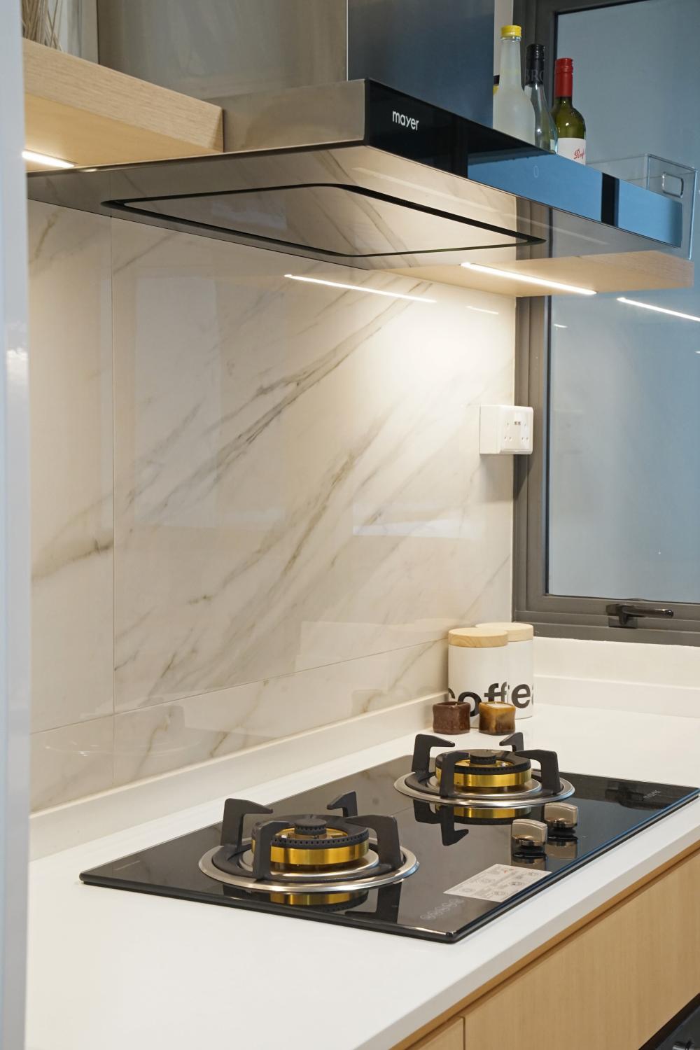 Scandinavian Kitchen with Mosaic and Kitchen Cabinets