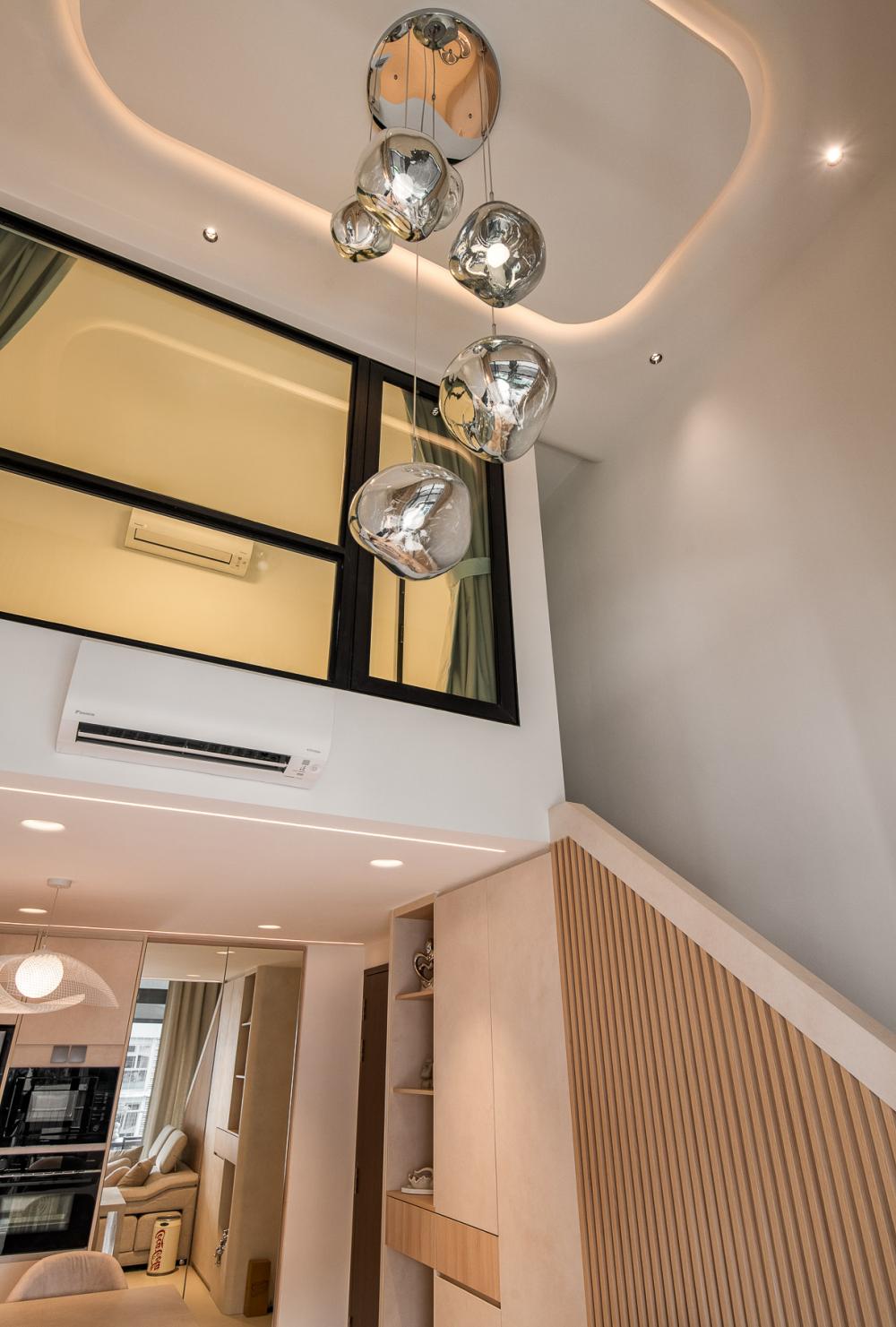 Contemporary Living Room with Drop Light and Drop Ceiling