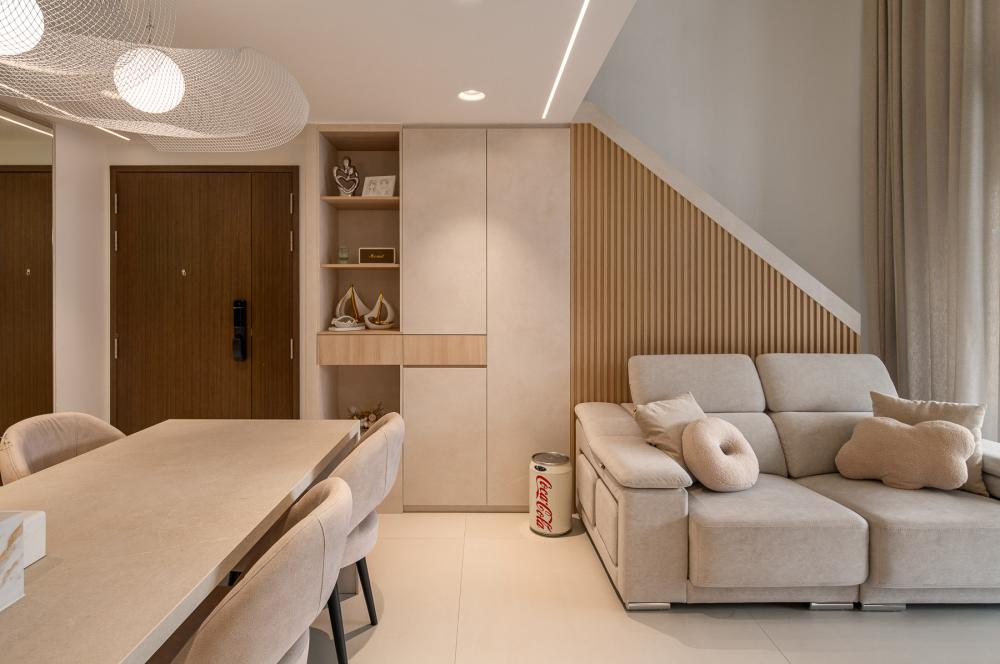Contemporary Living Room with Feature Wall and Coffee Table