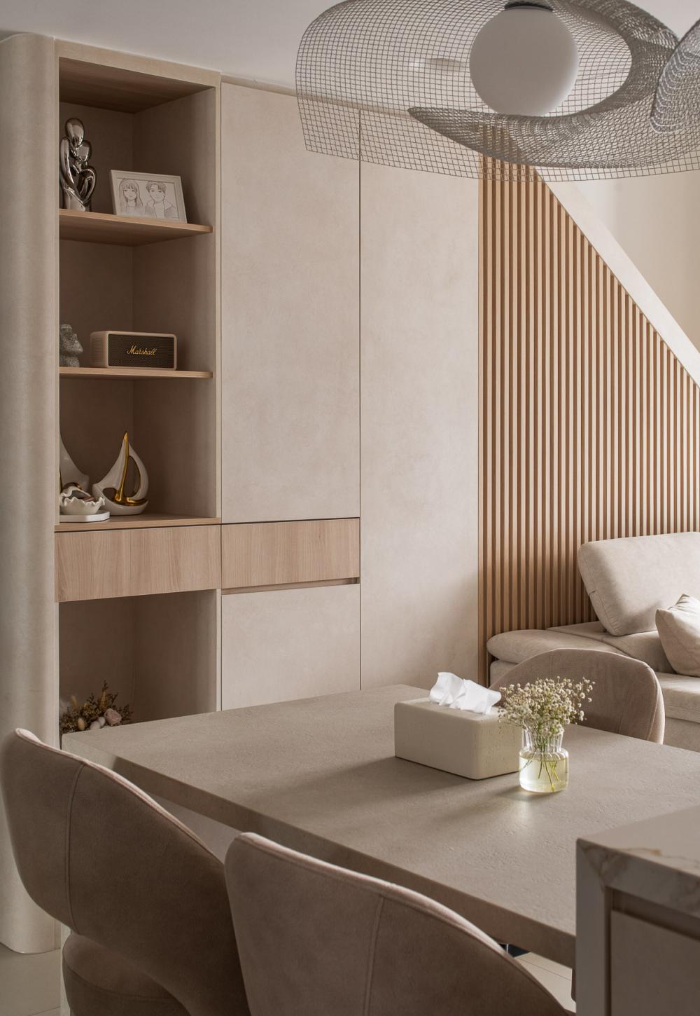 Contemporary Living Room with TV Console and Feature Wall