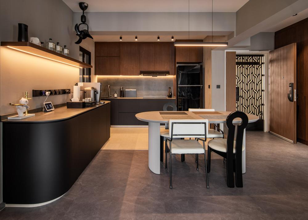 Industrial Kitchen with Countertop and Homogeneous Tiles