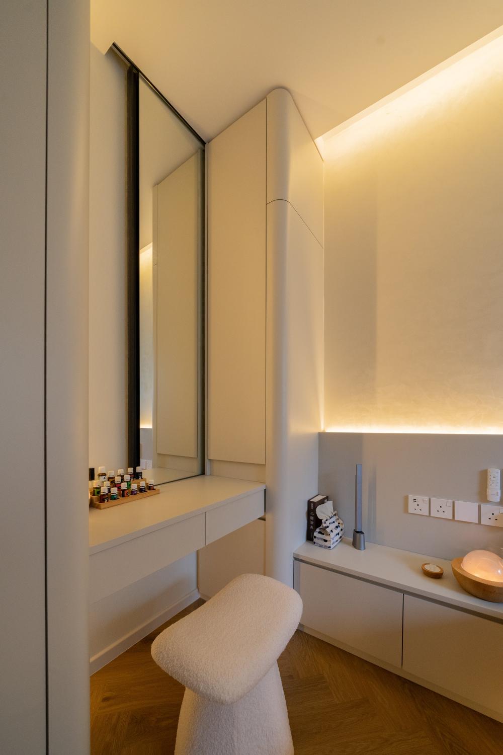 Minimalist Bedroom with Bookshelf and Flooring