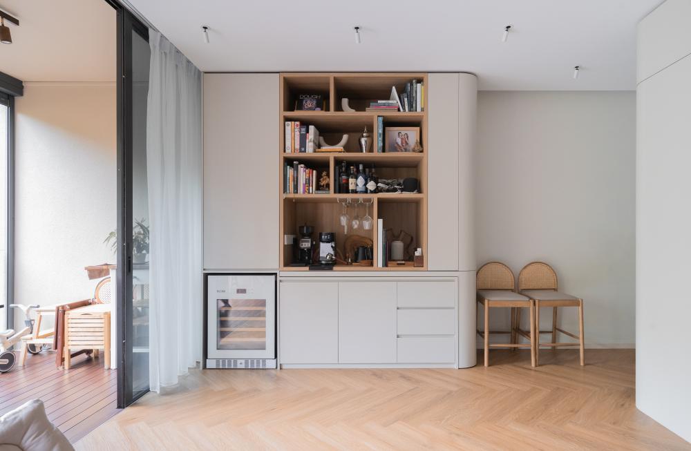 Minimalist Study with Bookshelf and Storage Cabinets