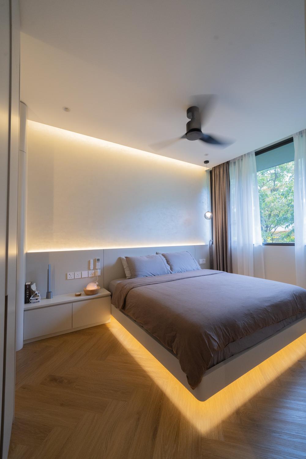 Minimalist Bedroom with Platform Bed and Bed