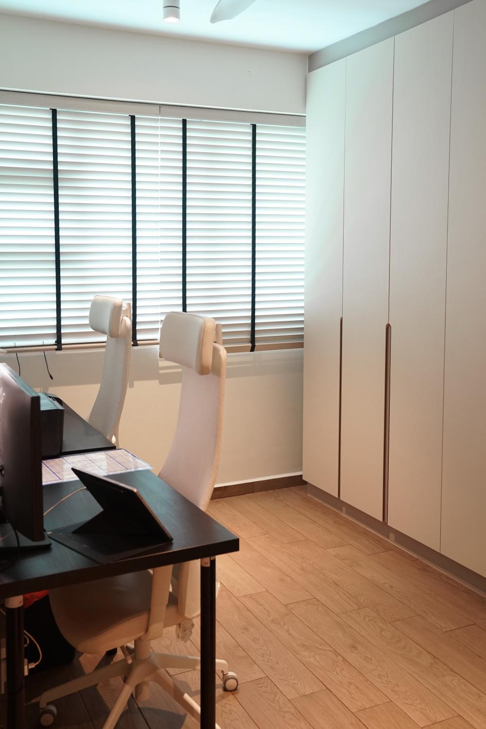 Modern Home Office with Desk and Storage Cabinets