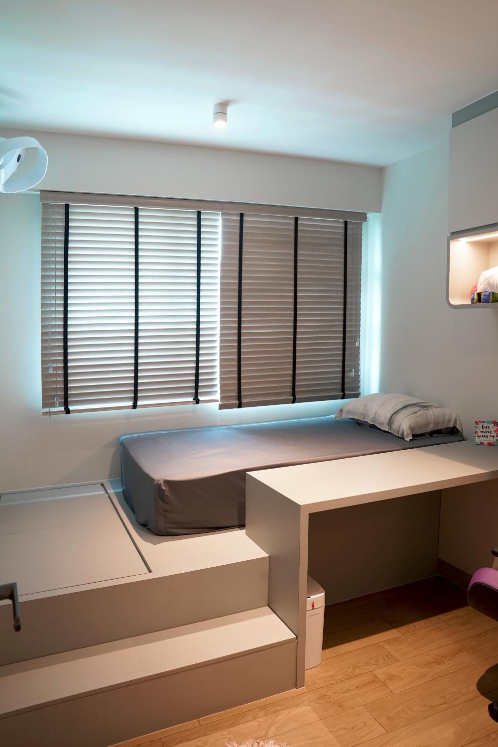 Modern Bedroom with Drop Light and Single Bed
