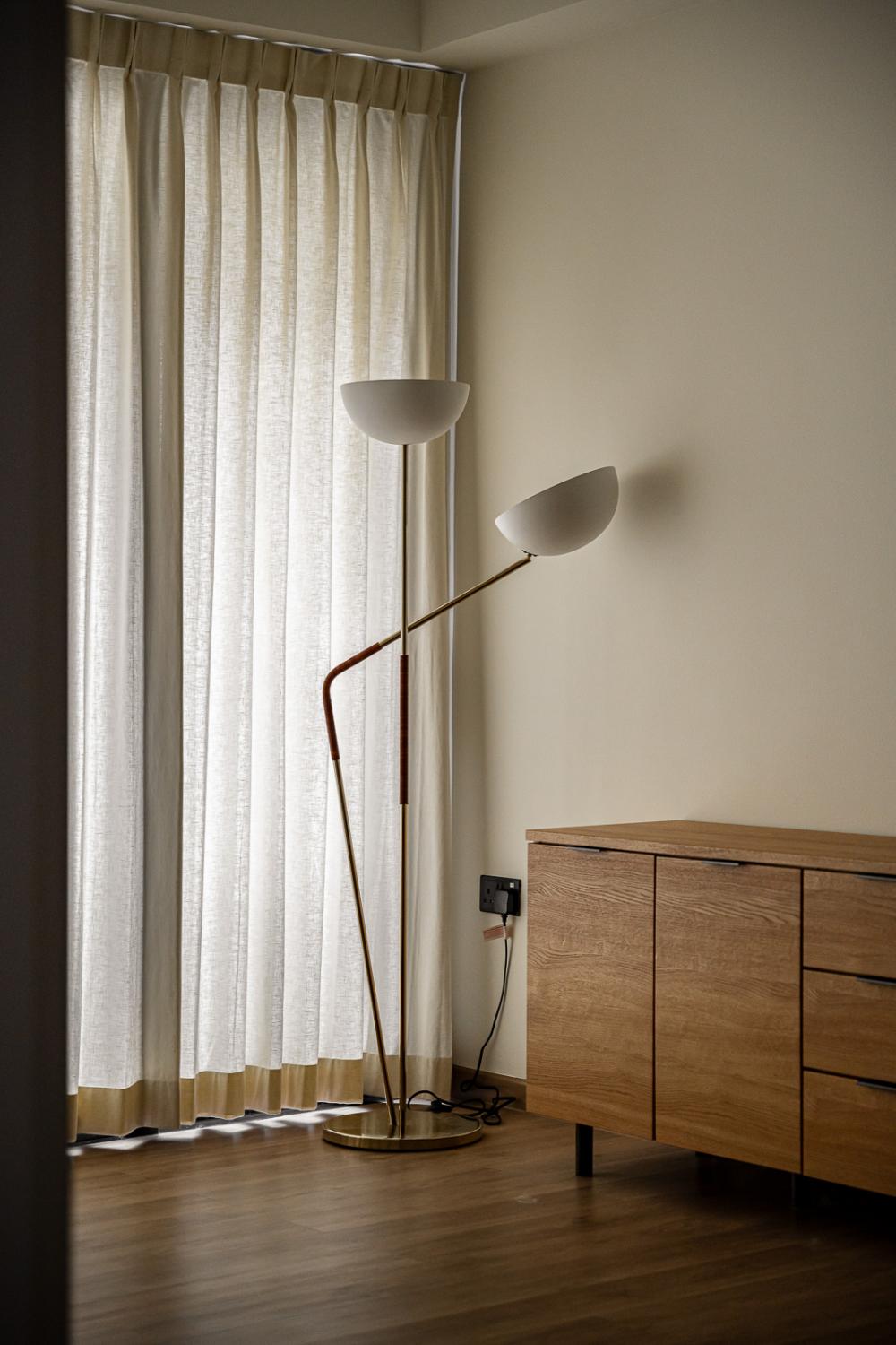 Modern Study with Bookshelf and Lamps