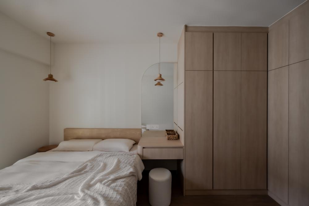 Modern Bedroom with Bedside Table and Bedroom Dresser