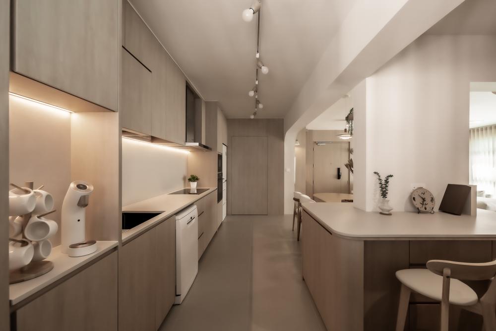 Modern Kitchen with Countertop and Open Kitchen