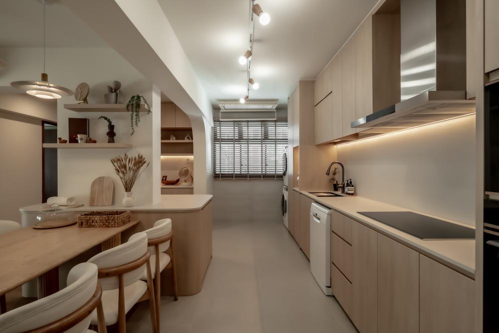Modern Kitchen with Countertop and Kitchen Island