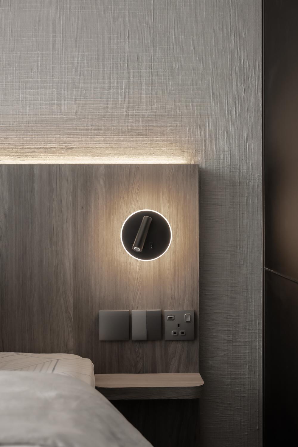 Modern Bedroom with Feature Wall and Bedside Table