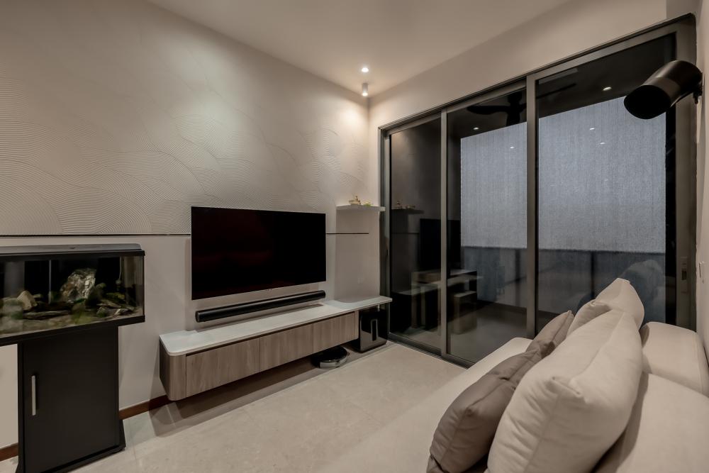 Modern Living Room with TV Console and Artwork
